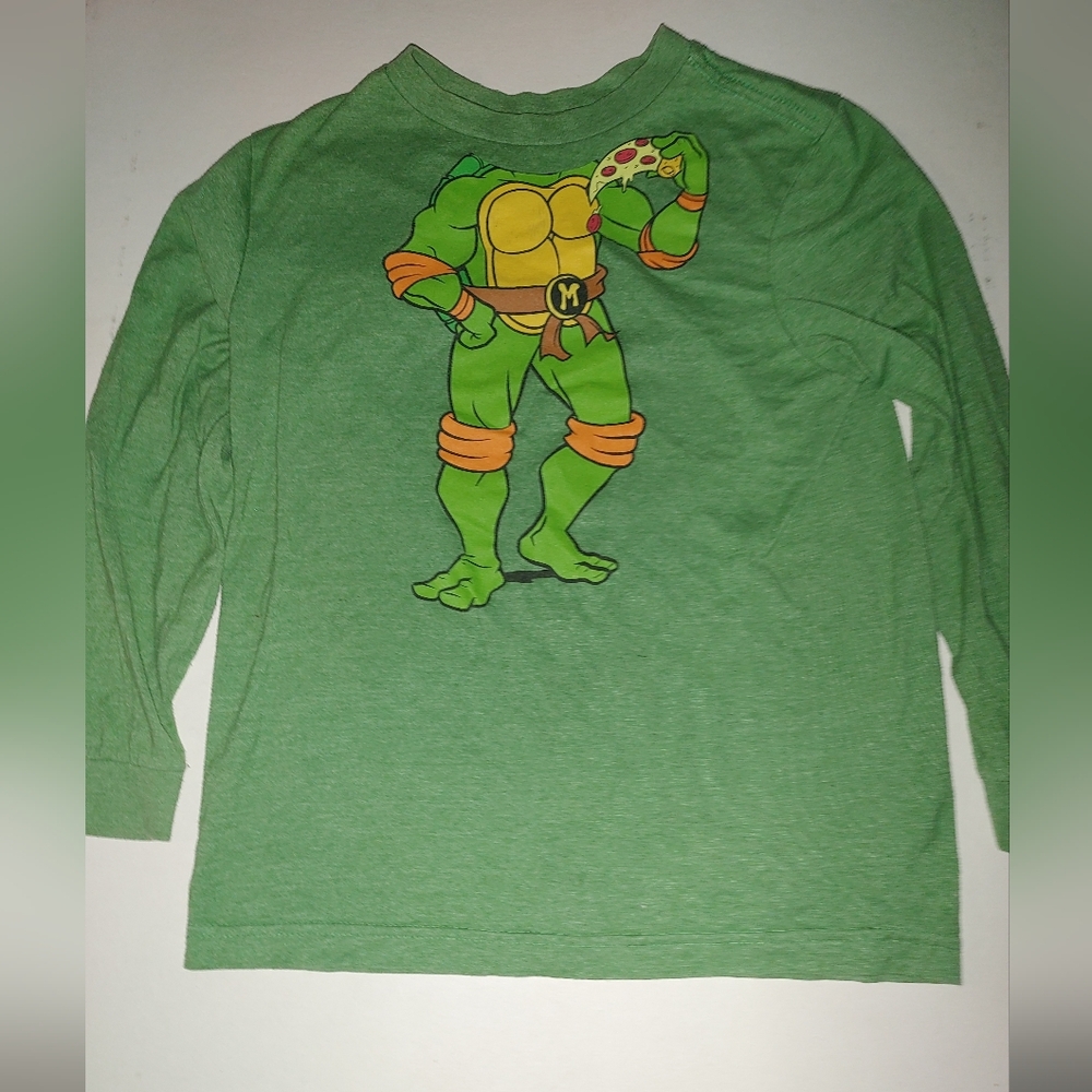 Boys Size Medium Green Teenage Mutant Ninja Turtles Long Sleeve Shirt Preowned